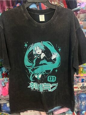 Black Hatsune Miku Graphic Tee for Adult